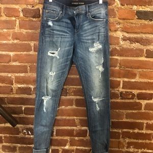 Express Distressed Skinny Jeans